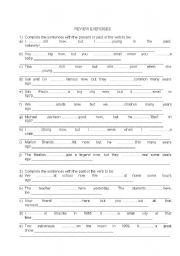 English worksheet: Review exercises verb to be (present and past)