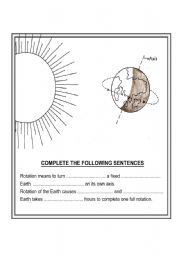 English Worksheet: ROTATION OF EARTH