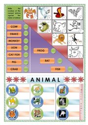 English Worksheet: Animals-Vocabulary(Matching and Identifying)