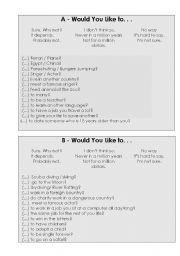 English Worksheet: WOULD YOU LIKE TO ...
