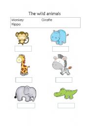 English worksheet: wild animals 