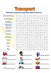 Transport Wordsearch