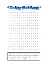 English Worksheet: Kitchen Utensil Word search