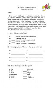 English Worksheet: house and furniture