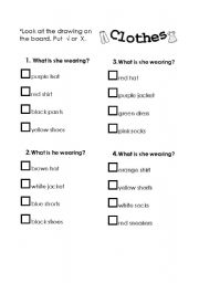 English worksheet: Clothes and colors