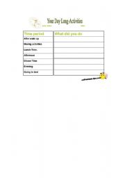 English worksheet: day activities