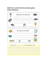 English Worksheet: things in the room