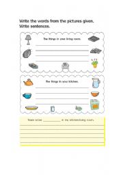 English worksheet: things in the room