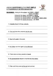 English worksheet: Questions in Past Tense