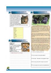 English Worksheet: animal fact file