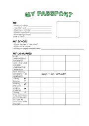 English Worksheet: LANGUAGE PORTFOLIO-MY PASSPORT