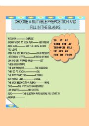 English worksheet: prepositions