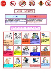 English Worksheet: MUST and MUSTNT 