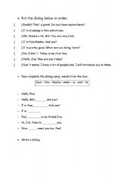 English Worksheet: Dialog for beginners 