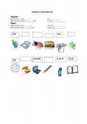 English Worksheet: ASKING FOR PRICES