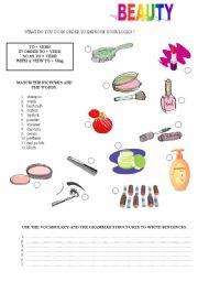 English worksheet: BEAUTY