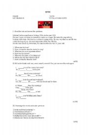 English worksheet: test was anwere