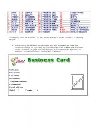 English worksheet: Numbers + Occupation + Full/First/Last name  Activity