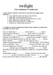 English Worksheet: Twilight: past continuous vs simple past practice