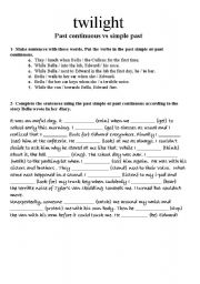 Twilight: past continuous vs simple past practice