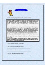 English Worksheet:  a short story