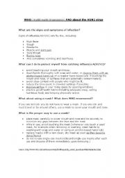 English Worksheet: Swine Flu FAQ (World Health Organization)