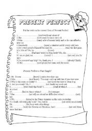 English Worksheet: present perfect 2 pages AFFIRMATIVE, NEGATIVE and QUESTIONS comparison with past simple