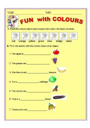 English worksheet: fun with colours