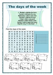 English Worksheet: The days of the week