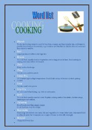 English Worksheet: Cooking