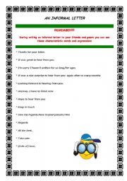 English worksheet: an informal letter