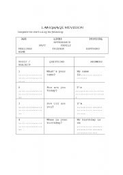 English worksheet: Language revision