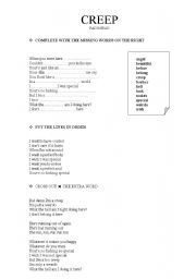 English Worksheet: Creep - Radiohead Song