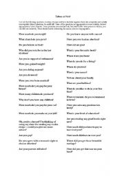 English Worksheet: Taboo Questions for Small Talk