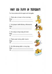 English worksheet: Negative and Interrogative