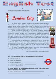 English Worksheet: TEST - LONDON CITY (3 pages)