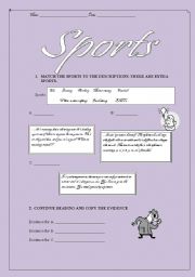 English worksheet: sports