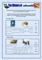 English Worksheet: The History of Olivetti - 2 pages + key