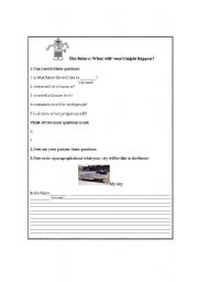 English worksheet: Future simple writing worksheet: Pre-intermediate level