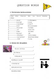 English worksheet: Questions Words