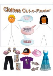 English Worksheet: Clothes Cut-n-Paste