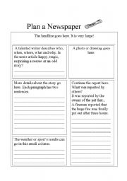 English Worksheet: Plan a Newspaper