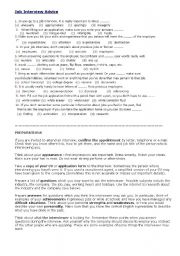 English Worksheet: Job Interview Advice