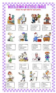 English Worksheet: Occupations Multiple Choice Part two