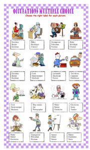 English Worksheet: Occupations Multiple Choice Part two