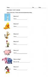 English worksheet: Animals