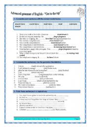 English Worksheet: 4 PAGES OF ADVANCED GRAMMAR EXERCISES WITH A KEY