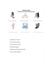 English worksheet: Write captions to fit each picture.