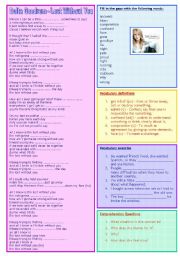 English Worksheet: (song) Lost Without You - Delta Goodrem