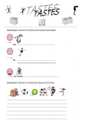 English worksheet: tastes